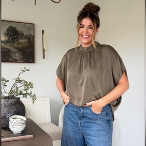 Mock Neck batwing sleeve shirt